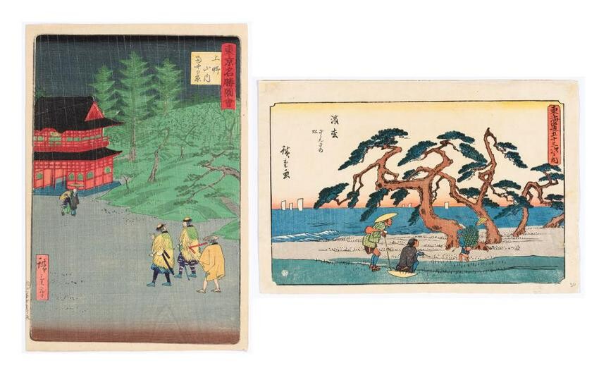 Two Japanese Ukiyo-e Prints by Hiroshige and Hiroshige