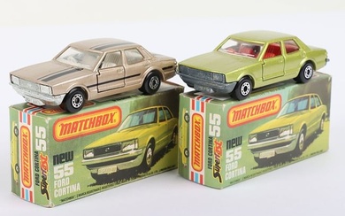 Two Matchbox Lesney Superfast MB-55 Ford Cortina Boxed Models