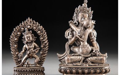 Two Silver Sino-Tibetan Dharmapala-Form Reliquaries