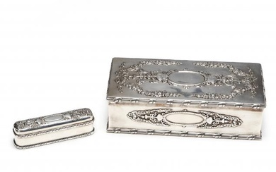 Two Very Fine Sterling Silver Dresser Boxes by Durgin