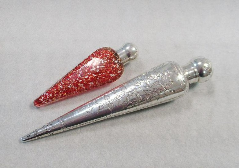 Two Victorian silver travelling scent bottles