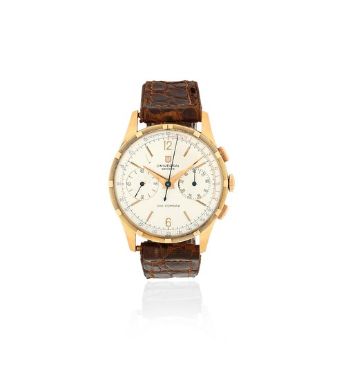 Universal Genève. An 18K rose gold manual wind chronograph wristwatch