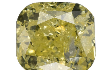 Unmounted Fancy Intense Yellow Diamond Diamond: Round-Cornered Rectangular Fancy...