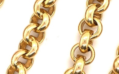 UnoAErre 14 Karat Yellow Gold Rolo Link Necklace Bracelet 68.9 Grams Italy