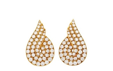 Van Cleef & Arpels Pair of Gold and Diamond Earclips, France