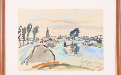 View of Asperen aan de Linge, watercolor dated