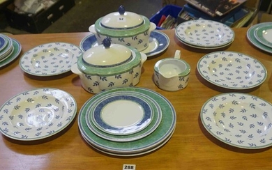 Villeroy & Bosch Porcelain Dinner Set, Decorated with panels of Ferns on a white ground, 34 pieces