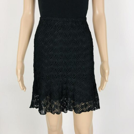 Vintage Women's Black Crochet Skirt