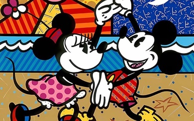 Walt Disney Romero Britto Mickey and Minnie Mouse Art Print on Canvas