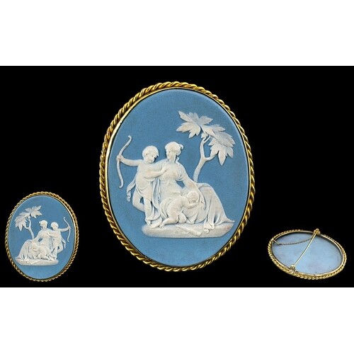 Wedgwood - Superb Quality 18ct Gold Jasper Ware Cameo Medall...