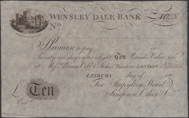 Wensley-Dale Bank, Leyburn, for Stapylton, Wood, Simpson, Other & Co., unissued £10,...