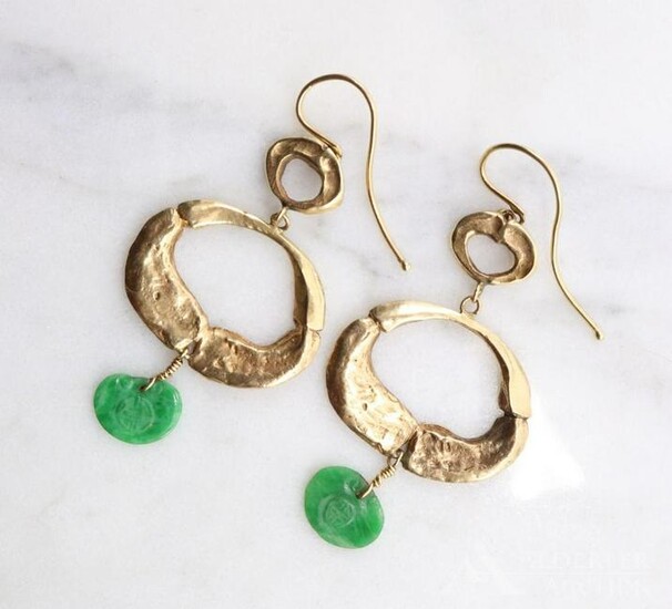 Wesley Emmons Gold and Jade Earrings