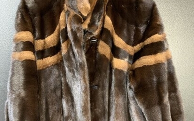 Women's Reversible Black Leather & Brown Mink Fur Coat
