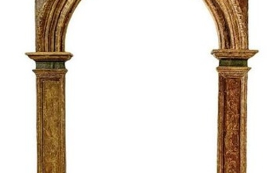 Wooden arch with pilasters, gold and decorations