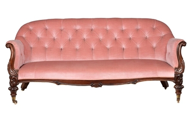 Y A Victorian rosewood and button upholstered sofa