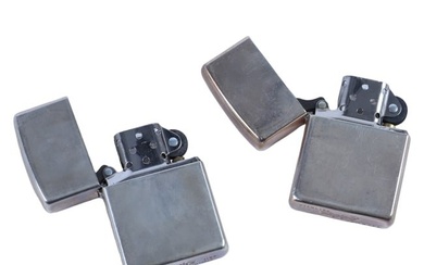 Zippo Sterling Silver Vintage Tobacco Lighters 2pc