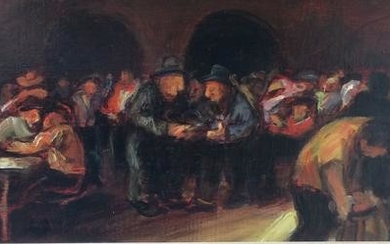 Zvi Malnovitzer b.1945 (Israeli) Cafe scene oil on