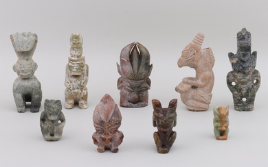 iGavel Auctions: Group of (9) large Chinese carved hardstone creatures or beasts. FR3SH.