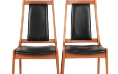Pair of Nordic Furniture Mid Century Modern Chairs with Vinyl Upholstered Seats