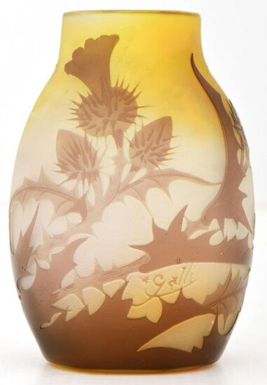 Émile Gallé Cameo Glass Floral Vase