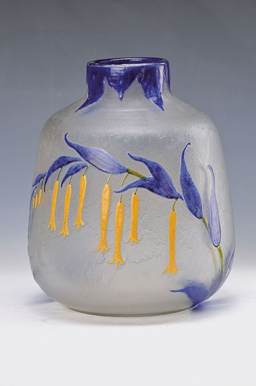 vase, Legras, 1920s, colourless etched glass, blue...