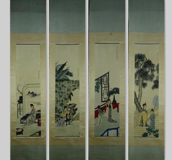 Chinese ancient character scroll painting - 20th