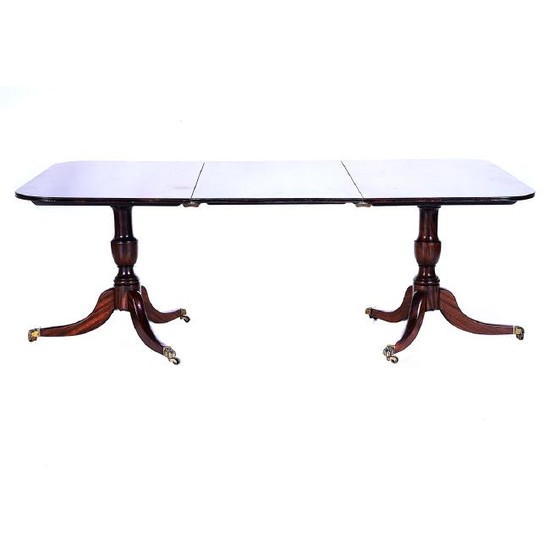 Regency or Federal Mahogany Two Pedestal Dining Table