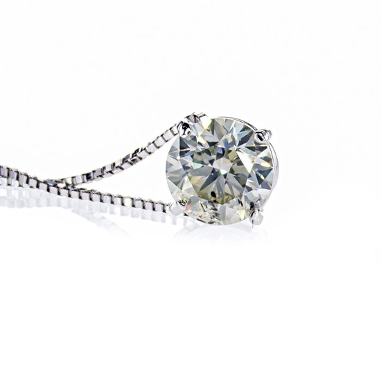 0.71 Ct Round Diamond Pendant - 14 kt. White gold - Necklace with pendant Diamond - No Reserve