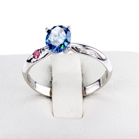 0.95 Ct Fancy Vivid Blue Oval Diamond Ring - 14 kt. White gold - Ring - Colour Treated 0.95 ct Diamond - Diamonds