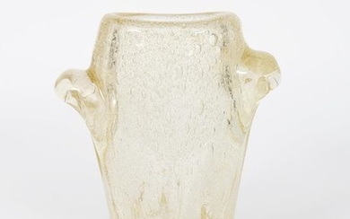 A Schneider glass vase, thick clear glass, ellipti…