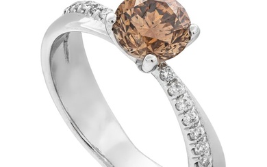 1.12 tcw SI1 Diamond Ring - 14 kt. White gold - Ring - 1.02 ct Diamond - 0.104 ct Diamonds - No Reserve Price