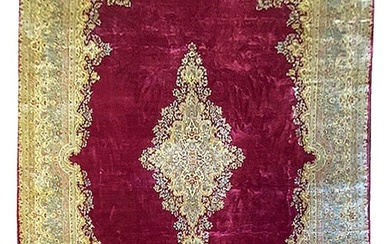 12 x 22 Irregular Size Red Antique Persian Kerman Rug
