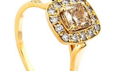 1.30 tcw Diamond Ring - 14 kt. Yellow gold - Ring - 1.02 ct Diamond - 0.28 ct Diamonds