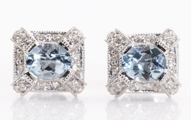 1.32ct Aquamarine and Diamond Earrings