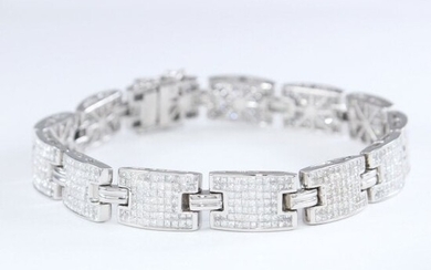 14 K / 585 White Gold Men's Diamond Bracelet