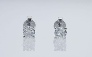 14 kt. White gold - Earrings - 0.46 ct Diamond