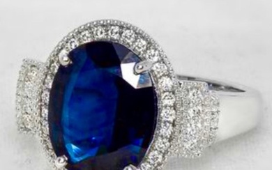 14 kt. White gold - Ring Sapphire - Diamond