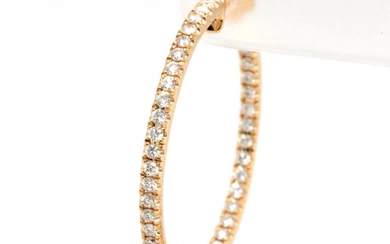 14 kt. Yellow gold - Earrings - 1.10 ct Diamond