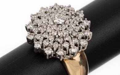 14 kt gold brilliant-ring , YG/WG 585/000, blossom shaped ring...