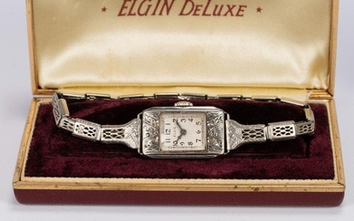 14K Gold Art Deco Elgin Wristwatch Filigree