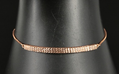 14K Rose Gold Diamond Etched Bar Slide Bracelet