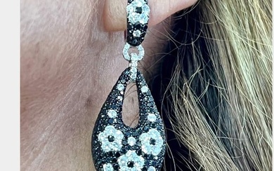 14K White Gold Black Diamond Earrings