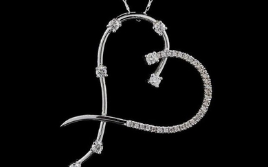 14KT White Gold 0.83 ctw Diamond Pendant With Chain