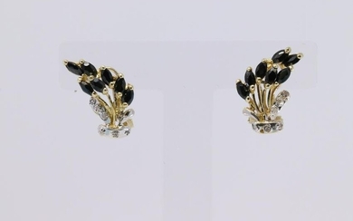 14Kt Diamond/Sapphire Earrings