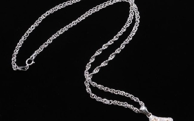14k WG Diamond Pendant and Necklace