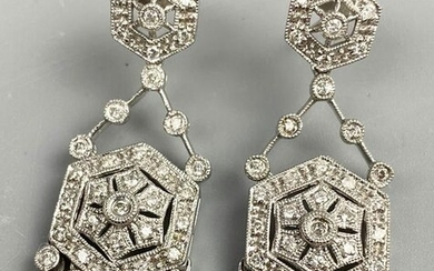 14k White Gold & Diamond Chandelier Earrings