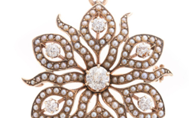A Lady's Victorian Diamond Pendant/Brooch in 14K