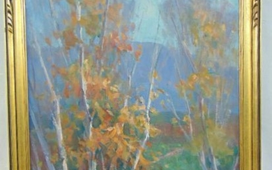 Painting, Birch trees, Maria Liszt, oil on canvas