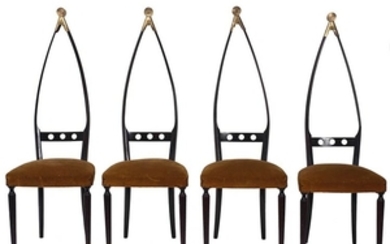 POZZI E VERGA - ITALIA Four chairs with wooden frame,...