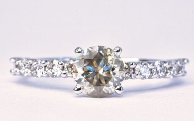 1.55 ct Natural Fancy Gray SI2 - 14 kt. White gold - Ring - 1.10 ct Diamond - Diamonds